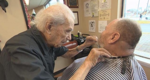 107 Year Old Man Is Still Cutting Hair